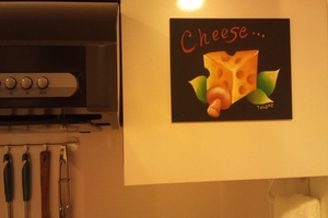 キッチンのチーズ　チョークアート